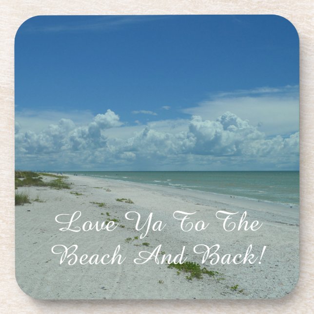 Tropical Island Beach Foto Quote Typografie Getränkeuntersetzer (Vorderseite)