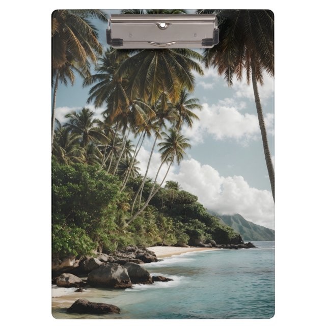 Tropical Island Beach Green Blue Foto Klemmbrett (Vorderseite)