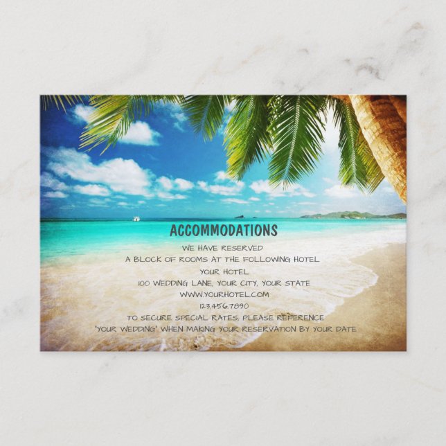 Tropical Island Beach Mariage Cartes d'hébergement (Devant)