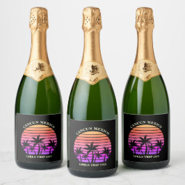 Tropical Island Beach Palm Tree Party Champagne