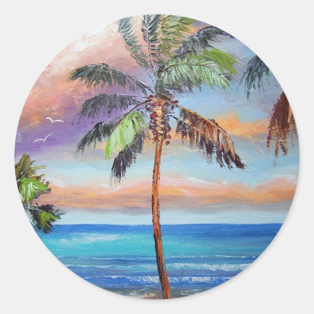 Tropical Island Beach Runder Aufkleber (Vorderseite)
