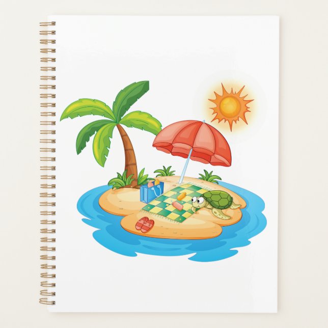 Tropical Island Beach Turtle Palm Tree Picnic Planer (Vorderseite)
