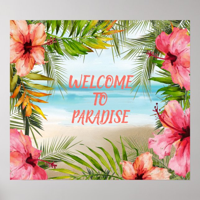 Tropical Island Beach Willkommen im Paradies Poster (Vorne)