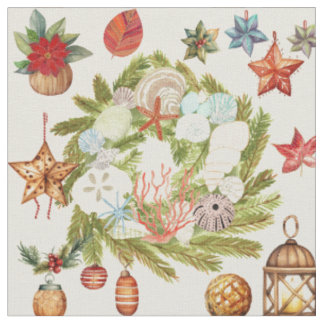 Tropical Island Coastal Weihnachten Stoff