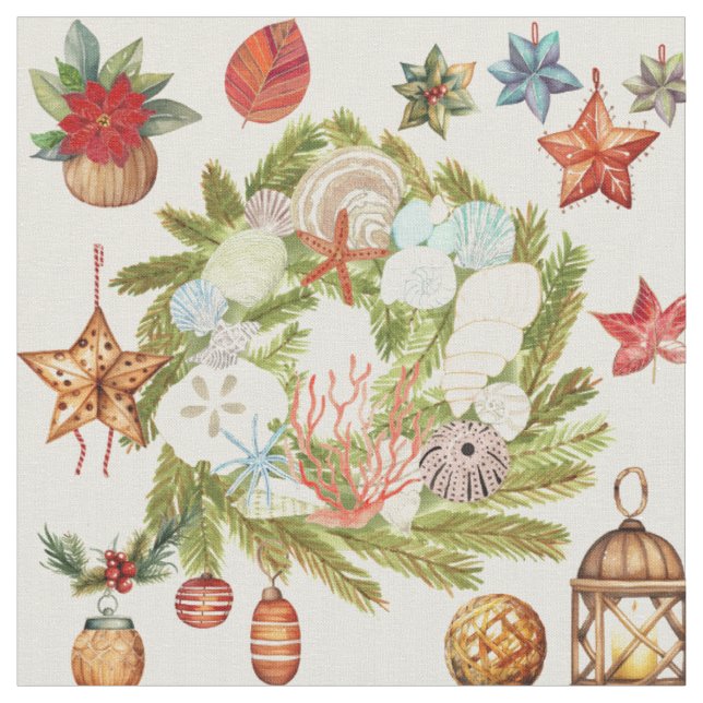 Tropical Island Coastal Weihnachten Stoff (Nahaufnahme)