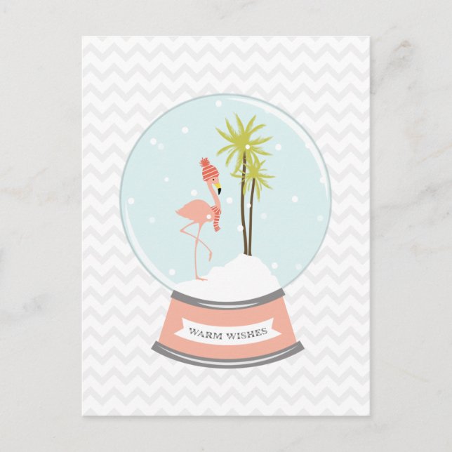Tropical Island Flamingo Christmas - Pink Feiertagspostkarte (Vorderseite)