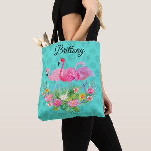 Tropical Island Floral Flamingo Tasche