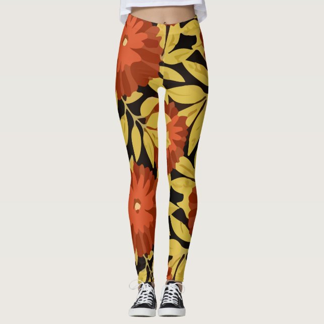 Tropical Island Floral Pattern Leggings (Vorderseite)