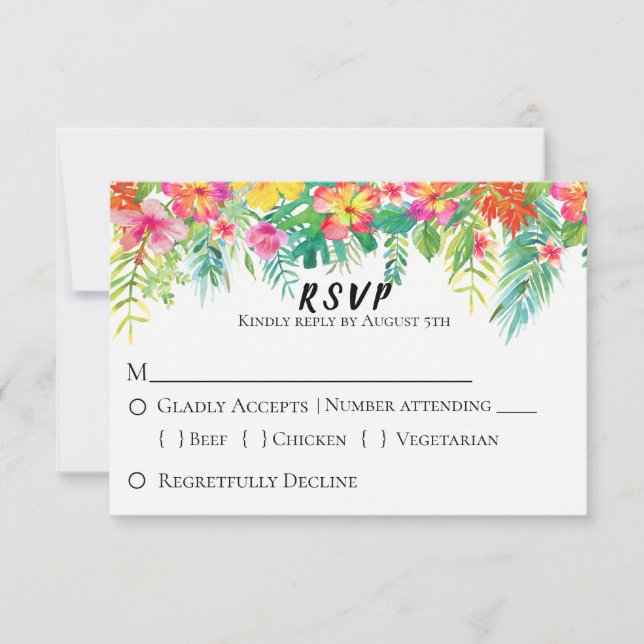 Tropical Island Floral Wedding RSVP (Vorderseite)
