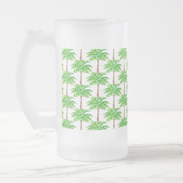 Tropical Island Green Palm Tree Mattglas Bierglas (Links)