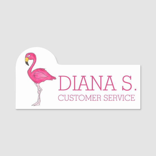Tropical Island Hot Pink Flamingo Bird Beach Namensschild (Vorderseite)