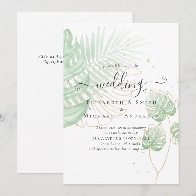 Tropical Island Palm Blätter Beach Wedding (Vorne/Hinten)