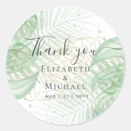 Tropical Island Palm Blätter Beach Wedding Runder Aufkleber