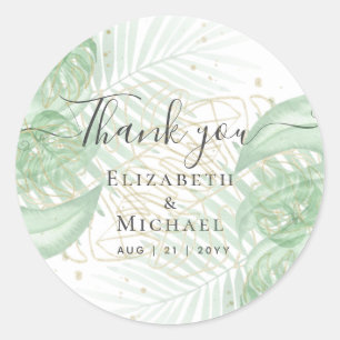 Tropical Island Palm Blätter Beach Wedding Runder Aufkleber