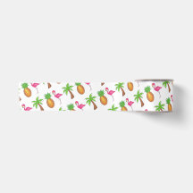 Tropical Island Palm Tree Ananas Pink Flamingo