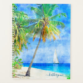 Tropical Island Palm Tree mit Sailboat Planer