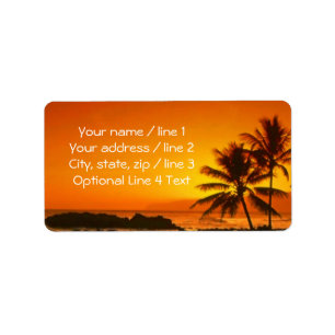 Tropical Island Palm Tree Sunset Address Labels Adressaufkleber