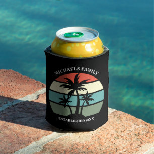 Tropical Island Palm Tree Sunset Beach Luau Black Dosenkühler