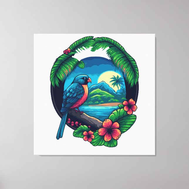 Tropical Island Palms Beach Travel Retro Leinwand (Vorderseite)
