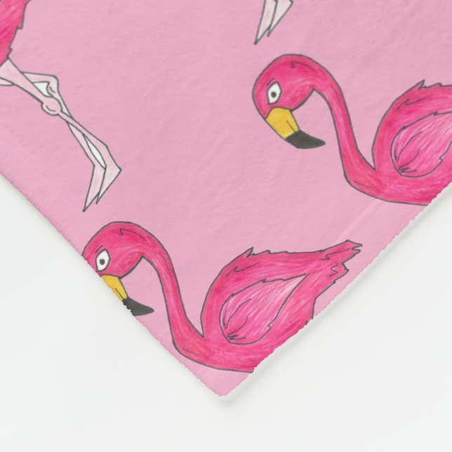 Tropical Island Paradise Hot Pink Flamingo Bird Fleecedecke (Ecke)