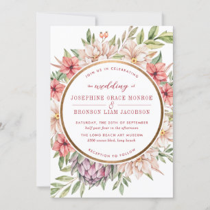 Tropical Island Pastel Floral Wedding Einladung