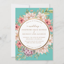 Tropical Island Pastel Floral Wedding Einladung
