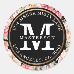 Tropical Island Pastel Floral Wedding Monogram Cla Runder Aufkleber