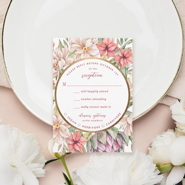 Tropical Island Pastor Floral RSVP Karte (Von Creator hochgeladen)