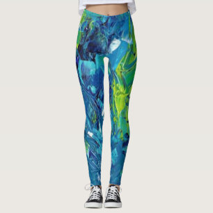 Tropical Island Sea Blue Green YOGA PANS Leggings
