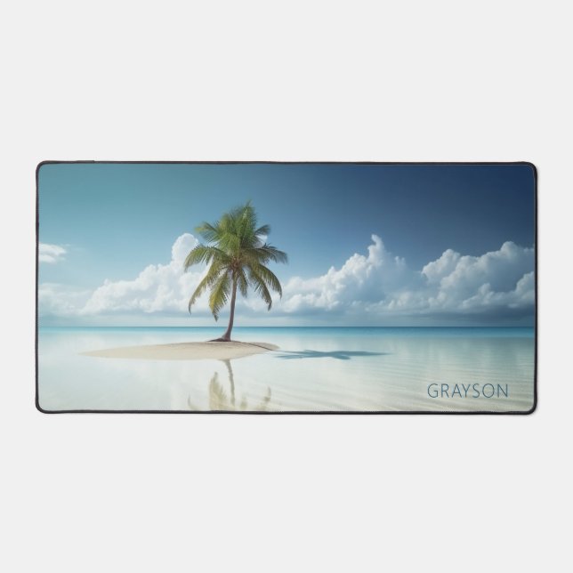 Tropical Island Summer Beach Personalisiert Schreibtischunterlage (Vorderseite)