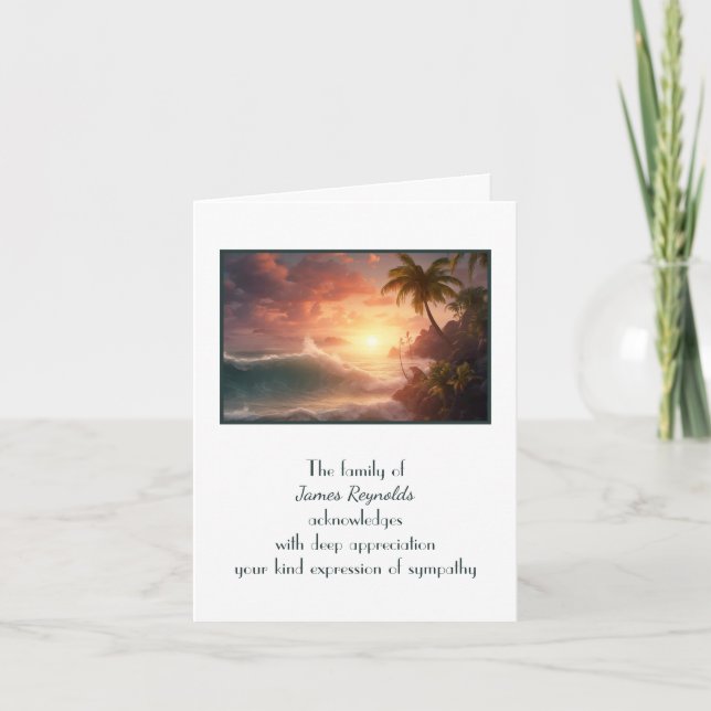 Tropical Island Sunrise Beileid Vielen Dank Karte (Vorderseite)