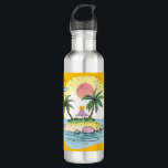 Tropical Island Sunset Drinkware Edelstahlflasche<br><div class="desc">Bring island vibes to every sip with this Tropical Island Sunset Drinkware Collection. Whether you're drinking your morning coffee, hydrating on the go, or relaxing with a cool beverage, this design adds a burst of vacation-inspired color and chill energy to your day. Featuring a hand-drawn illustration of a peaceful tropical...</div>