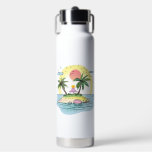 Tropical Island Sunset Drinkware Trinkflasche<br><div class="desc">Bring island vibes to every sip with this Tropical Island Sunset Drinkware Collection. Whether you're drinking your morning coffee, hydrating on the go, or relaxing with a cool beverage, this design adds a burst of vacation-inspired color and chill energy to your day. Featuring a hand-drawn illustration of a peaceful tropical...</div>