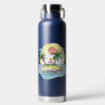 Tropical Island Sunset Drinkware Trinkflasche<br><div class="desc">Bring island vibes to every sip with this Tropical Island Sunset Drinkware Collection. Whether you're drinking your morning coffee, hydrating on the go, or relaxing with a cool beverage, this design adds a burst of vacation-inspired color and chill energy to your day. Featuring a hand-drawn illustration of a peaceful tropical...</div>