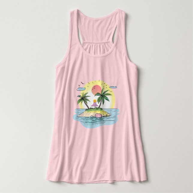 Tropical Island Sunset Streetwear T - Shirt (Design Vorderseite)