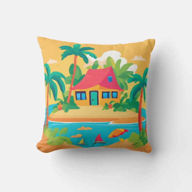 Tropical Island Throw Kissen (Vorderseite)