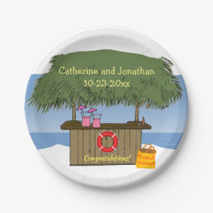 Tropical Island Tiki Hut Bar Wedding Thema Sommer Pappteller