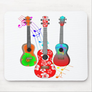 Tropical Island Ukulele Player Music Mousepad