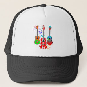 Tropical Island Ukulele Player Music Truckerkappe