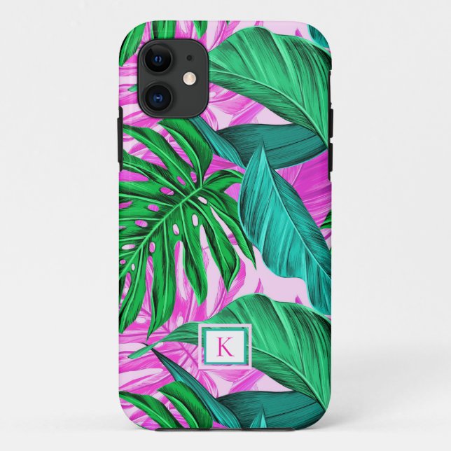 Tropical Island Vibes Monogram Phone Case (Rückseite)
