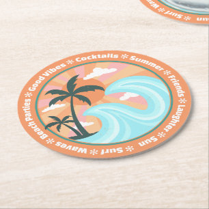 Tropical Island Vibes Motif Runder Pappuntersetzer