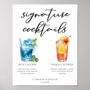 Tropical Island Wedature Cocktails Menü Poster