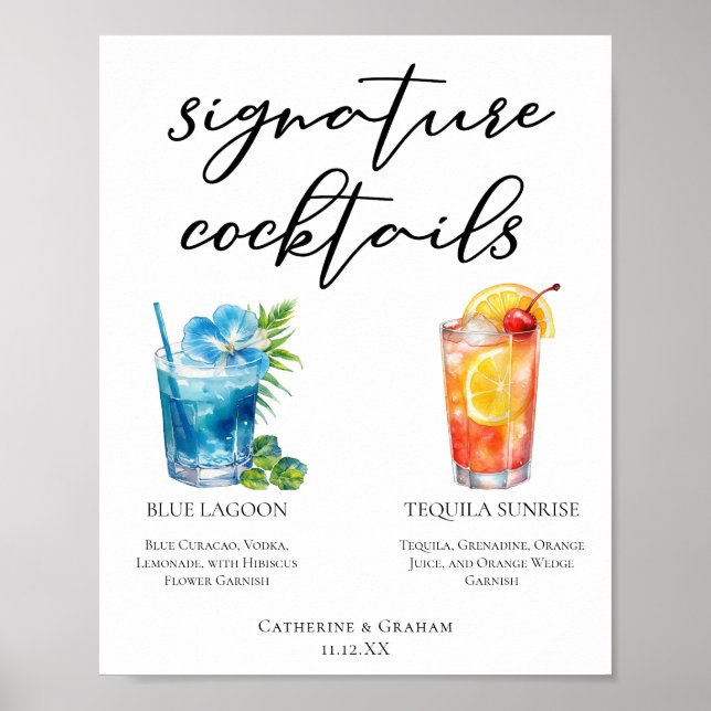 Tropical Island Wedature Cocktails Menü Poster (Vorne)