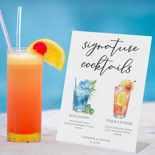 Tropical Island Wedature Cocktails Menü Sockelschild (Von Creator hochgeladen)