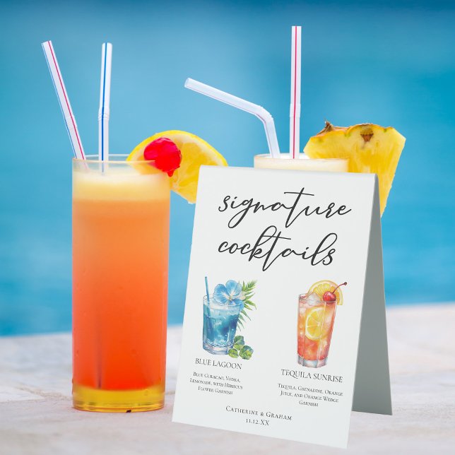 Tropical Island Wedature Cocktails Menü Tischaufsteller (Von Creator hochgeladen)
