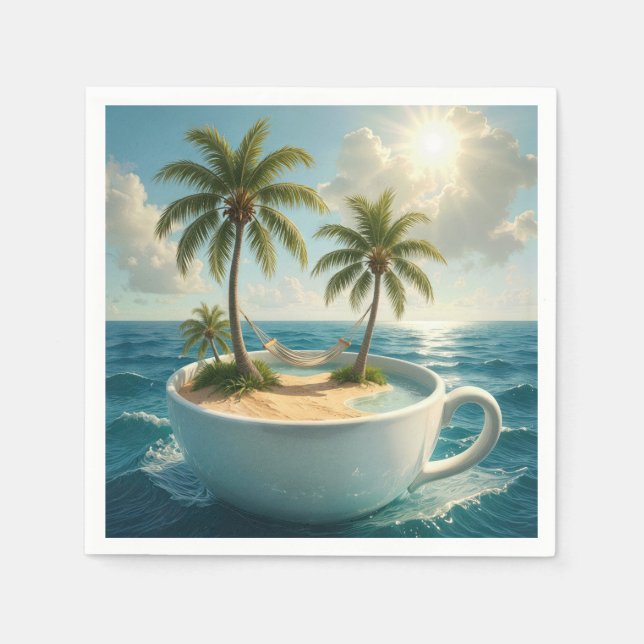 Tropical Island With Hammock in a Teacup Serviette (Vorderseite)