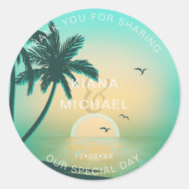 Tropical Isle Sunrise Wedding dank Aquamarinem ID5 Runder Aufkleber