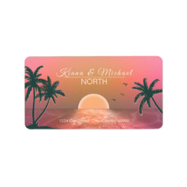 Tropical Isle Sunrise Wedding Pink ID581 Adressaufkleber
