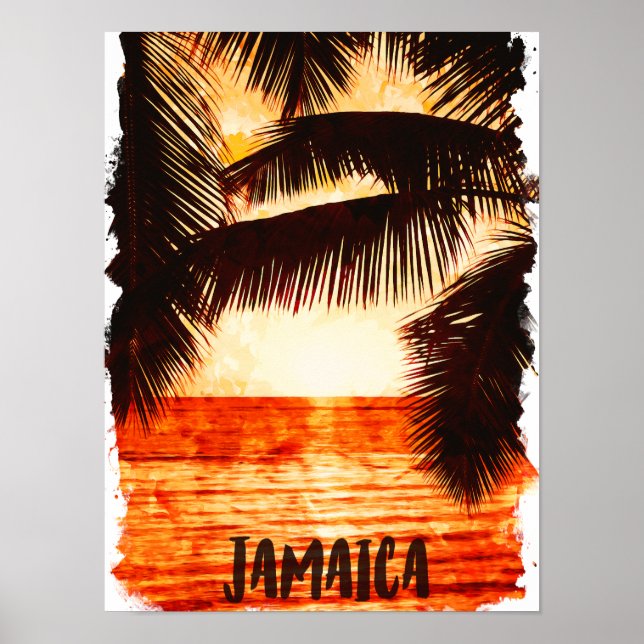 Tropical Jamaica Sunset Caribbean Island Poster (Vorne)