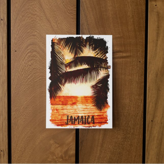 Tropical Jamaica Sunset Caribbean Island Postkarte (jamaica sunset travel postcard)